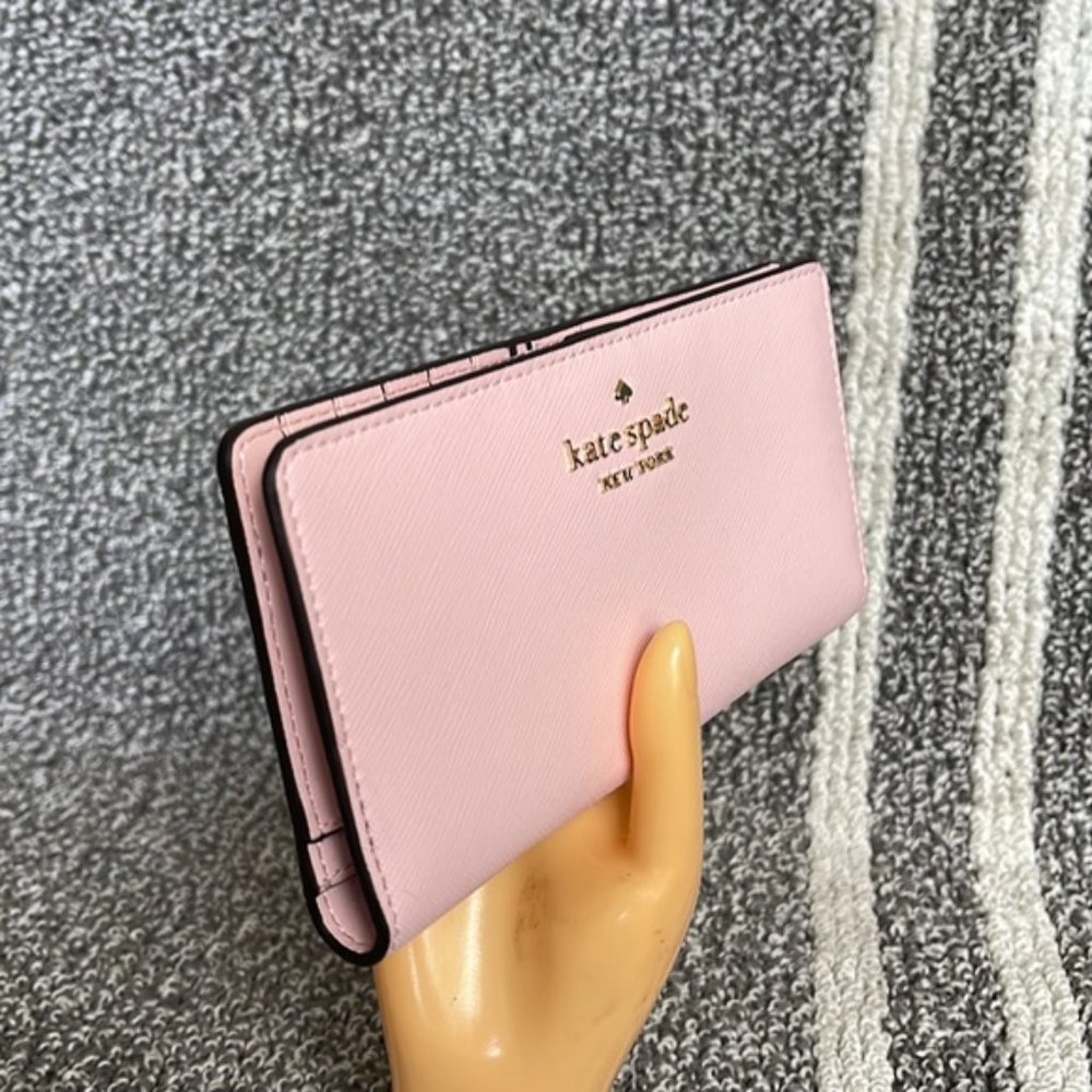 Kate Spade Madison Large Slim Bifold Wallet Conch Pink NWT - Picture 10 of 16